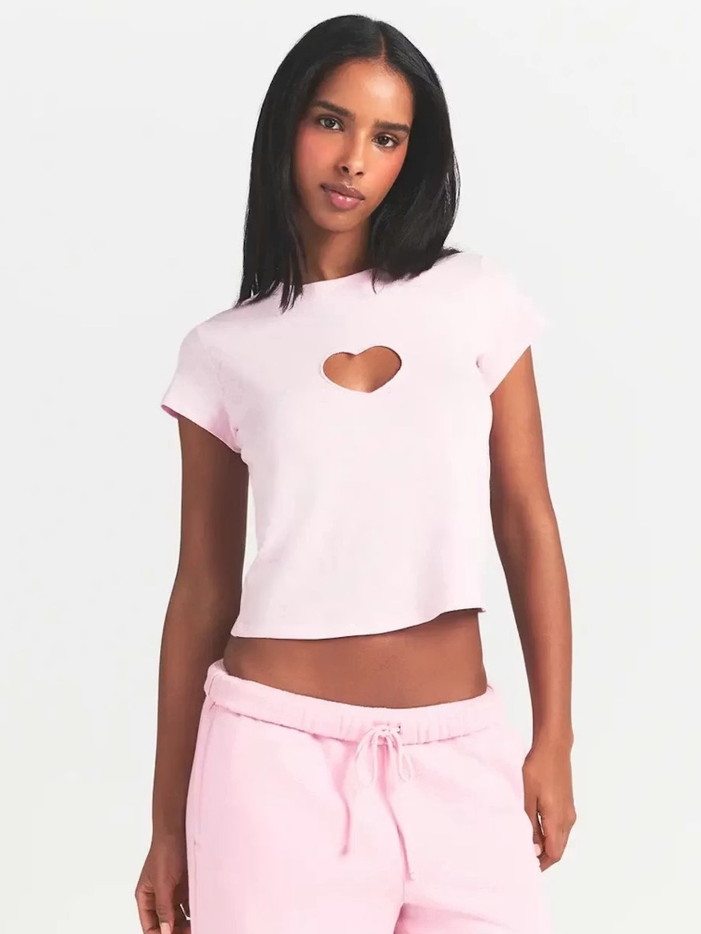 SKIMS SOLD OUT Heart Baby Tee Size Large in Baby Pink